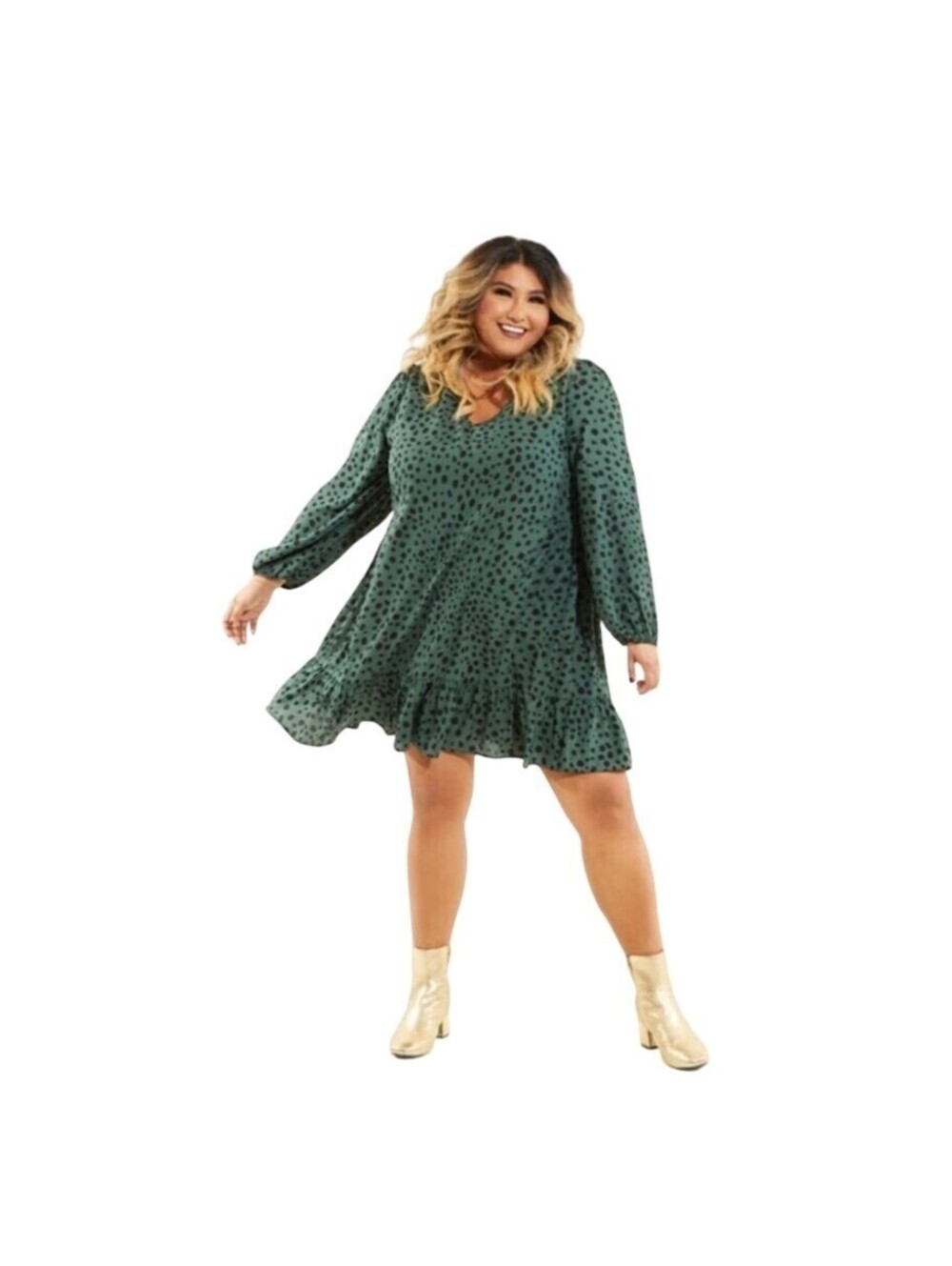Arula Women's Size XL Green Leopard Midi Cottagecore Spring Garden Sz X EUC #145
